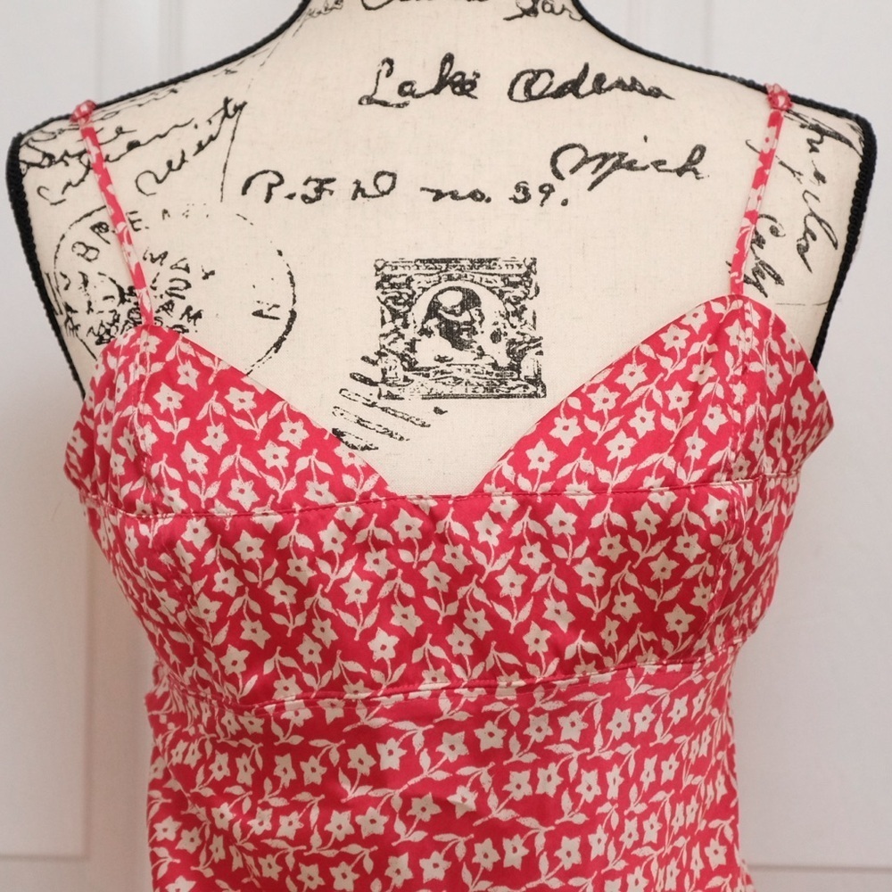 Free People Red Floral Slip Dress Mini Cherry Print Spaghetti Strap Size Large - Picture 11 of 12